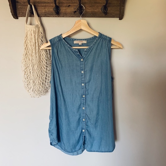 Chambray Sleeveless Top - Picture 1 of 7